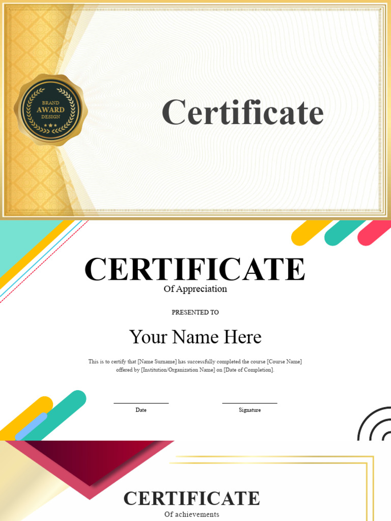 Slides Certificate Template PDF Software Computing