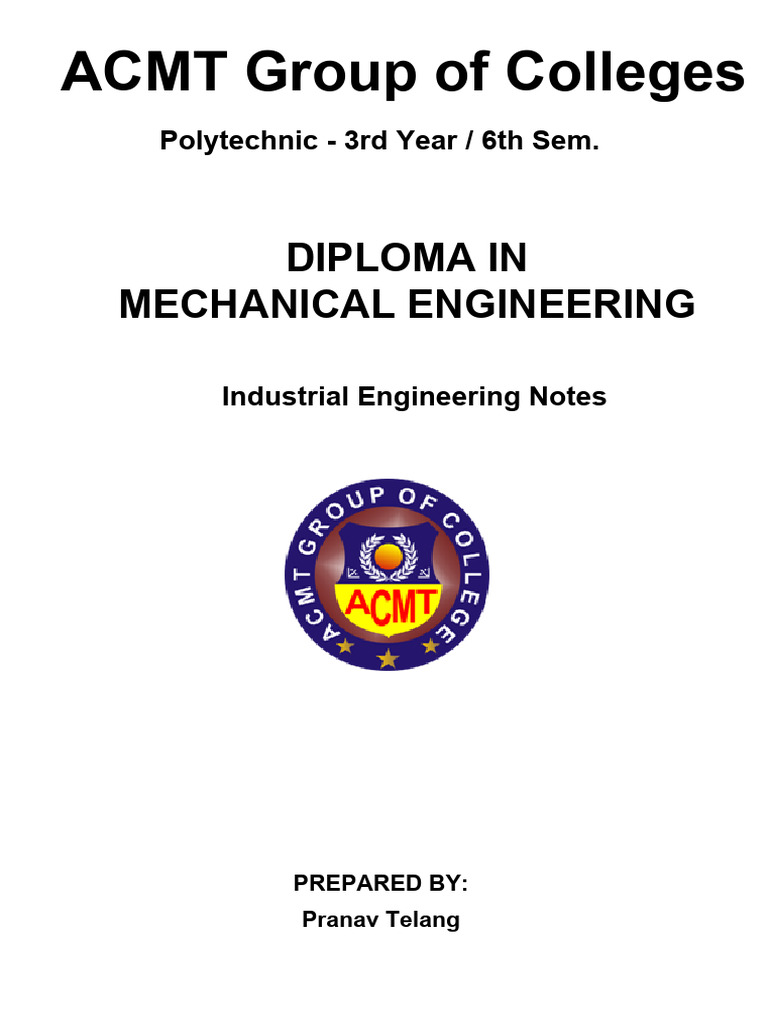 Industrial Engg Lecture Notes | PDF | Engineering | Industrial Engineering