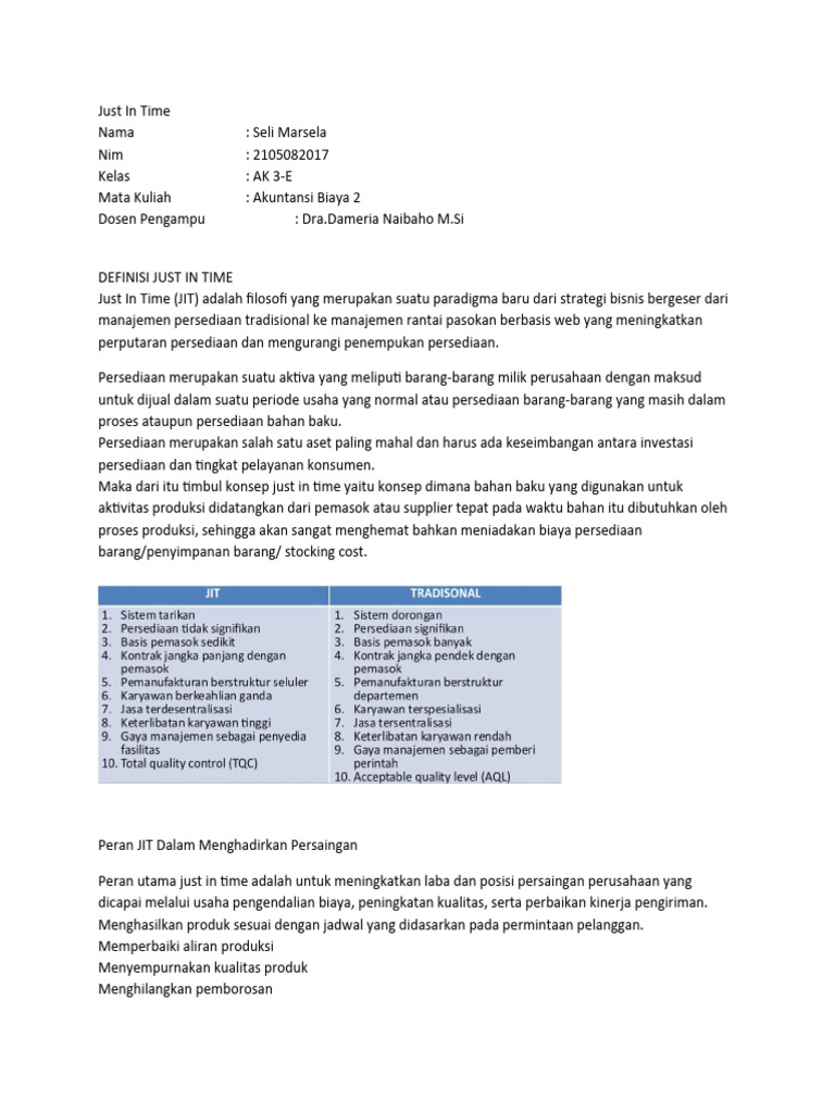 Implementasi Just In Time dalam Produksi | PDF