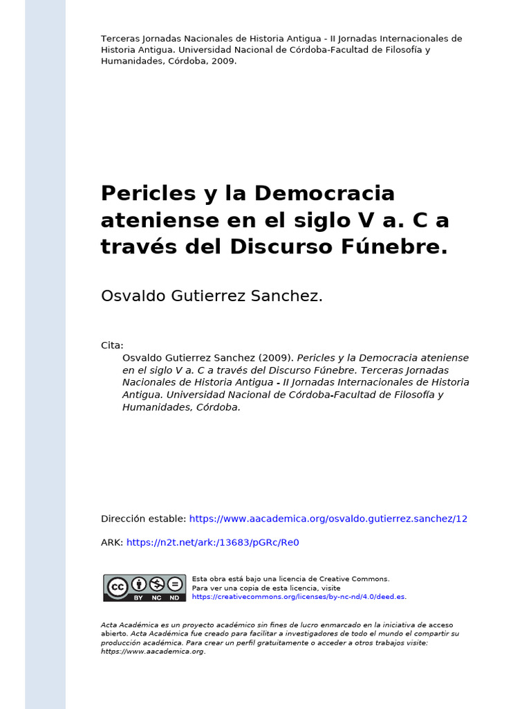 Osvaldo Gutierrez Sanchez (2009) - Pericles y La Democracia Ateniense ...
