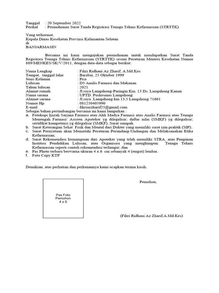 Permohonan STRTTK Tenaga Kefarmasian | PDF