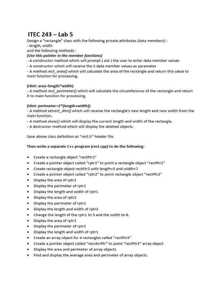 Itec 243 Lab 5 | PDF | Teaching Methods & Materials | Technology ...