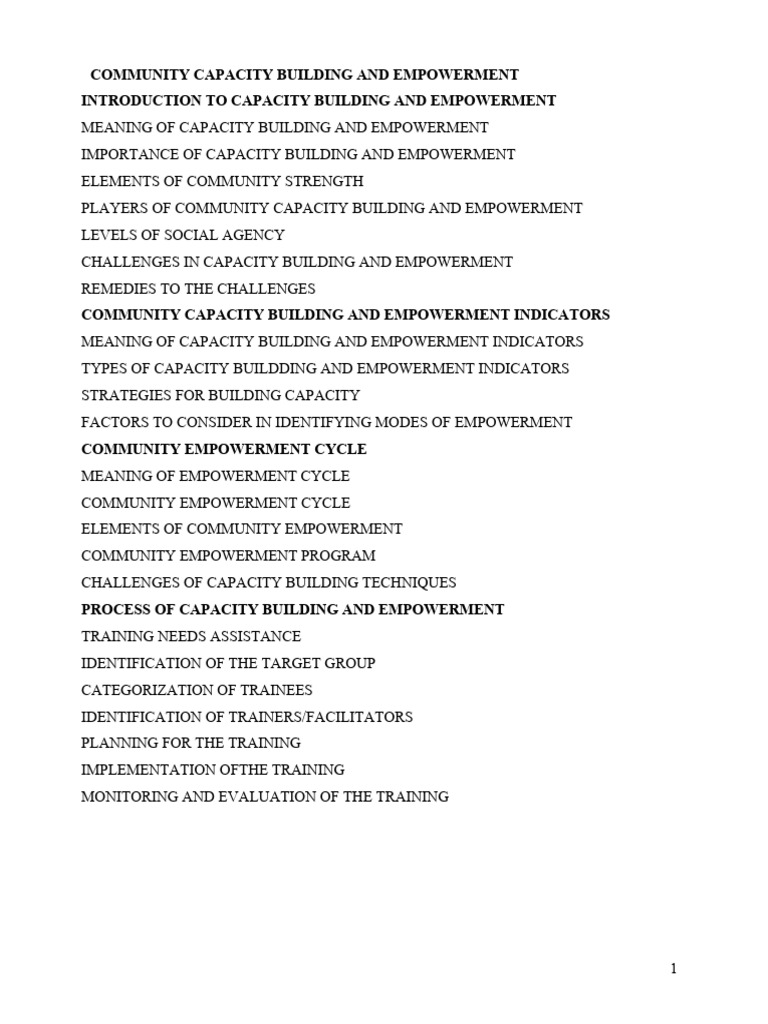 Community Capacity Building Insights | PDF | Leadership | Empowerment