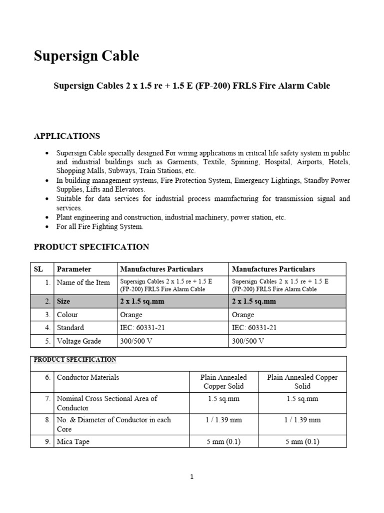 Specification 1 5 frls pdf electrical conductor electrical wiring