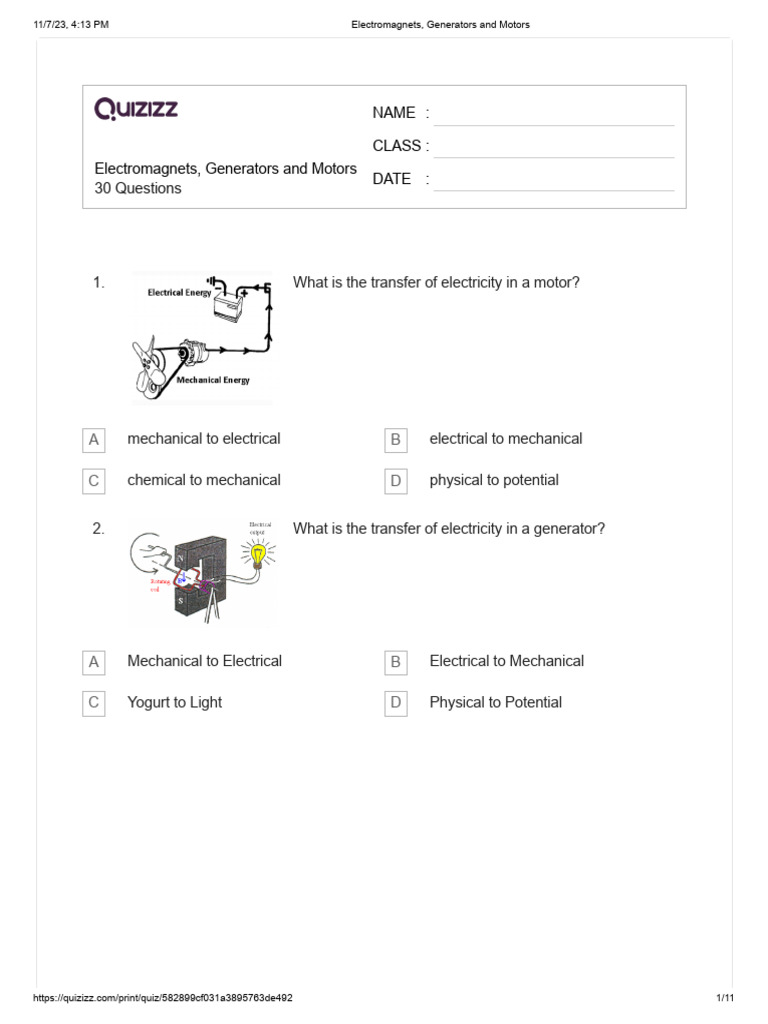 Generators and Motors PDF Electric Generator