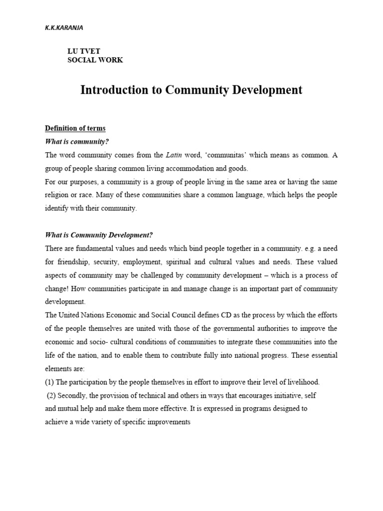 History Of Community Development Pdf