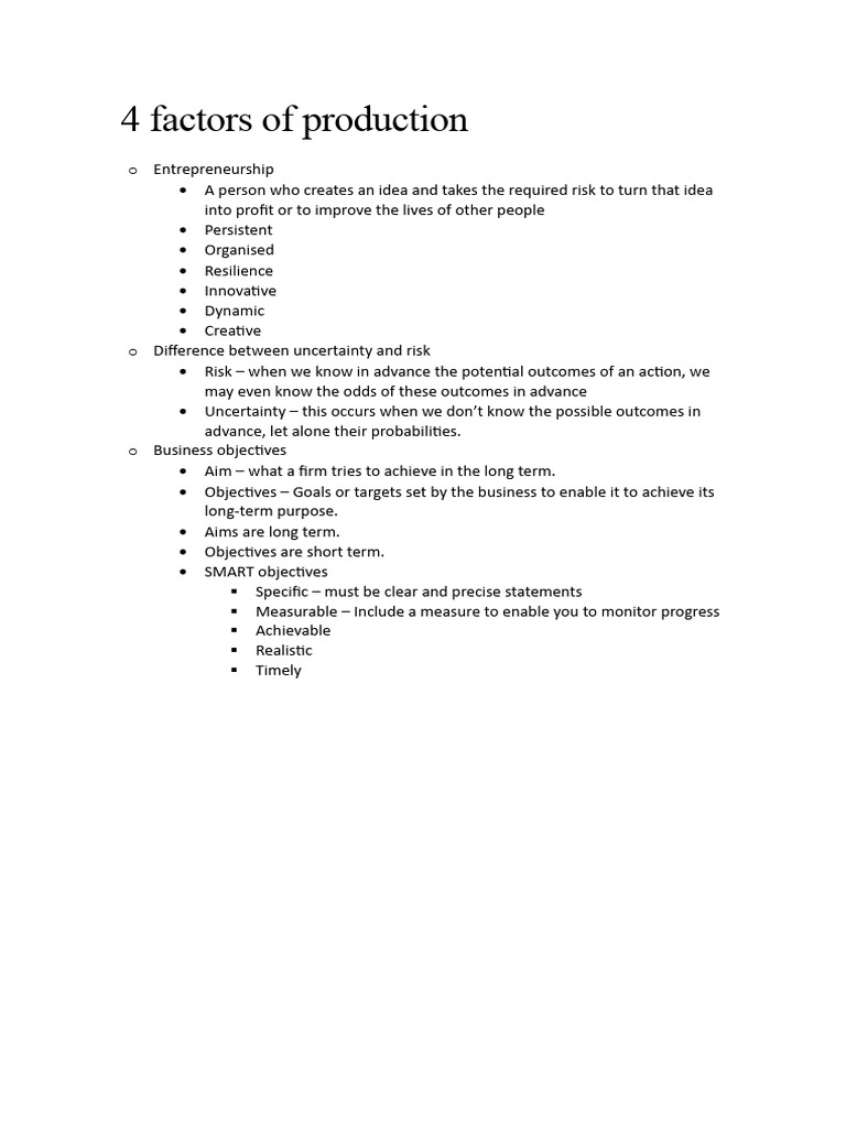 4 Factors of Production PDF