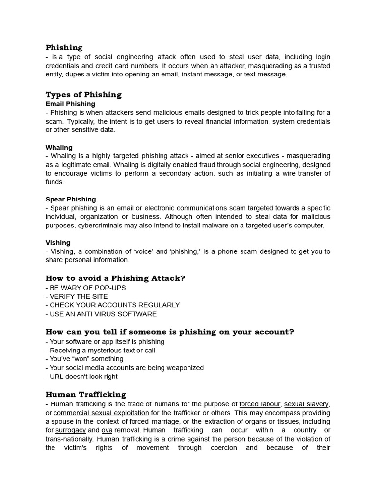 Understanding Phishing and Human Trafficking | PDF | Multimedia | Phishing