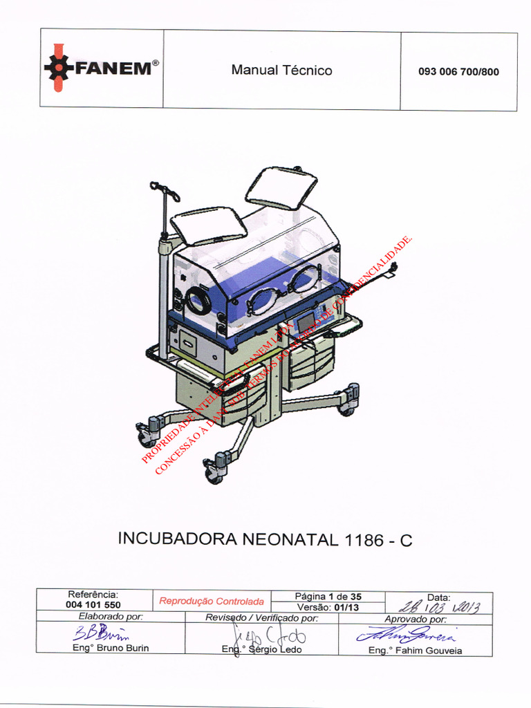 Incubadora Fanem 1186 Modelo C | PDF | Engenharia Eletrônica