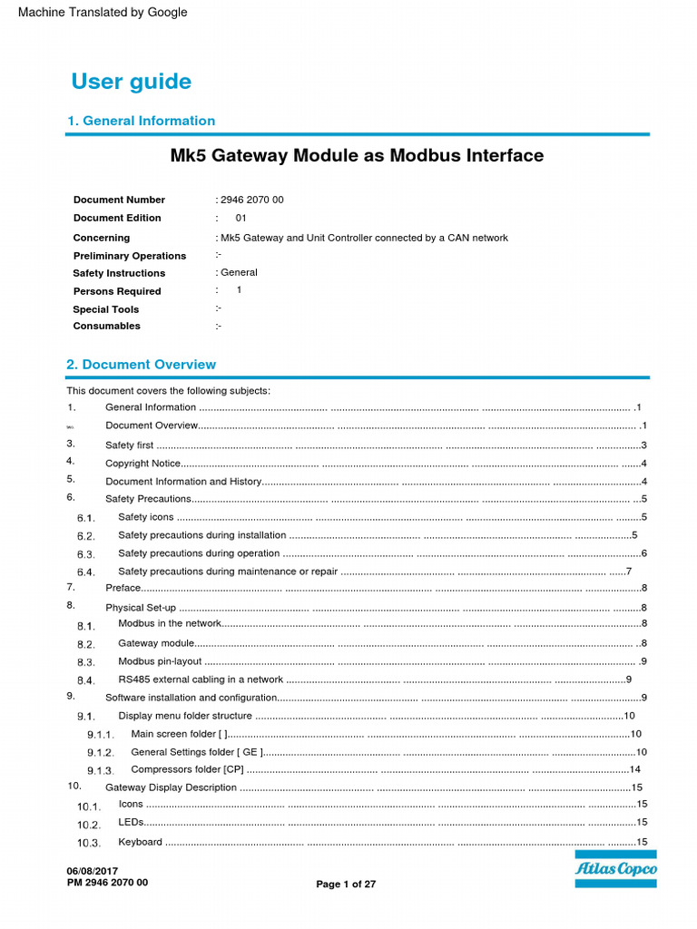Modbus User Function Codes