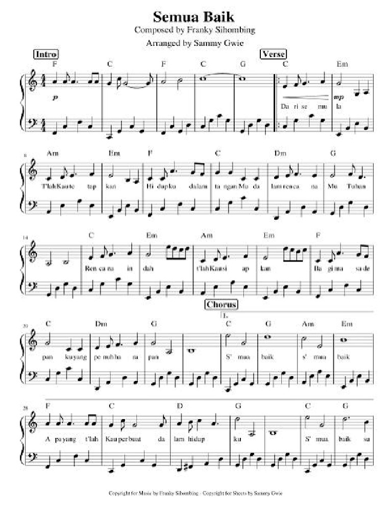 Chord Lagu Rohani Semua Baik | PDF