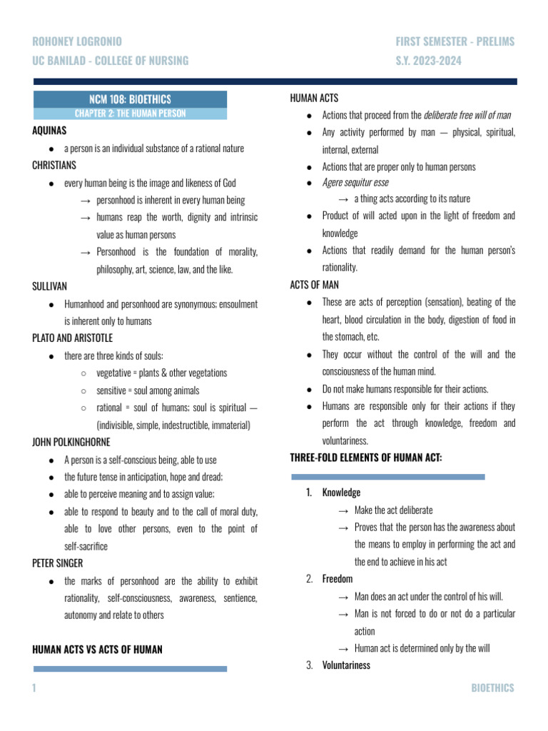 Biochethics Human Person | PDF | Tort | Negligence