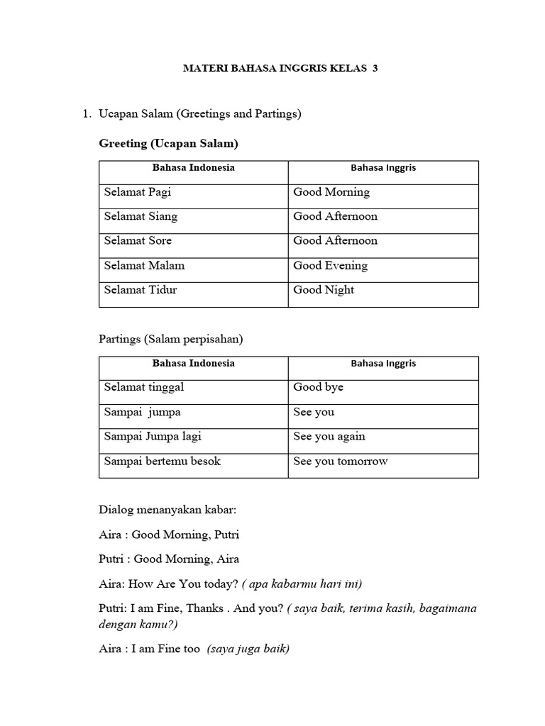 Materi Bahasa Inggris Kelas 3 Pdf