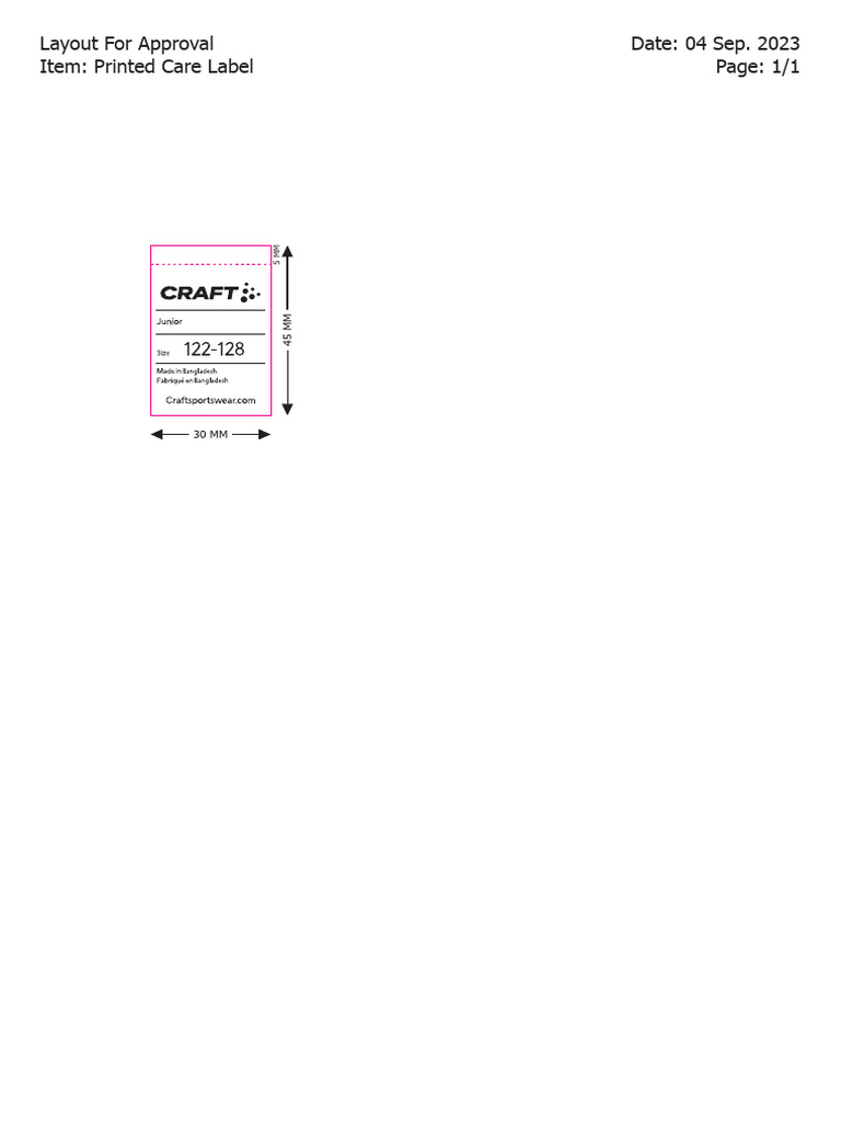 Printed Care Label (Craft) PDF