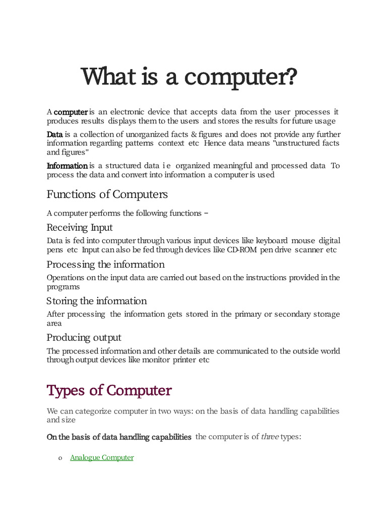 Unit - 1 and 2 Problem Solving Using Computer | PDF
