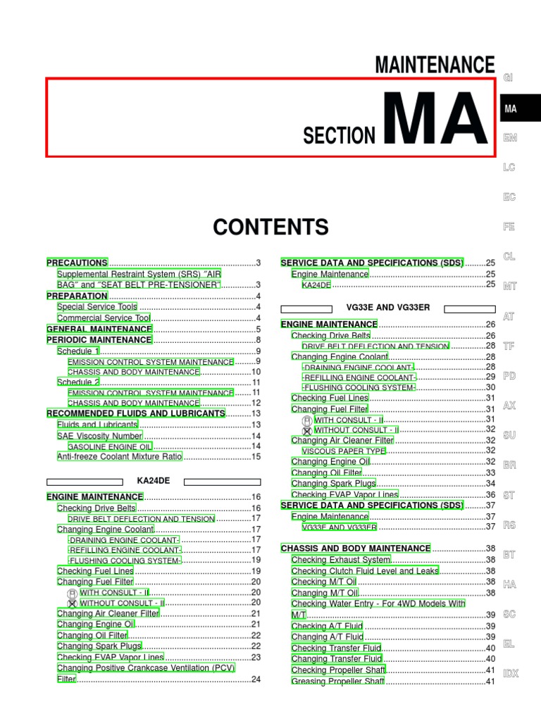 Nissan Frontier Factory Service Manual | Airbag | Motor Oil