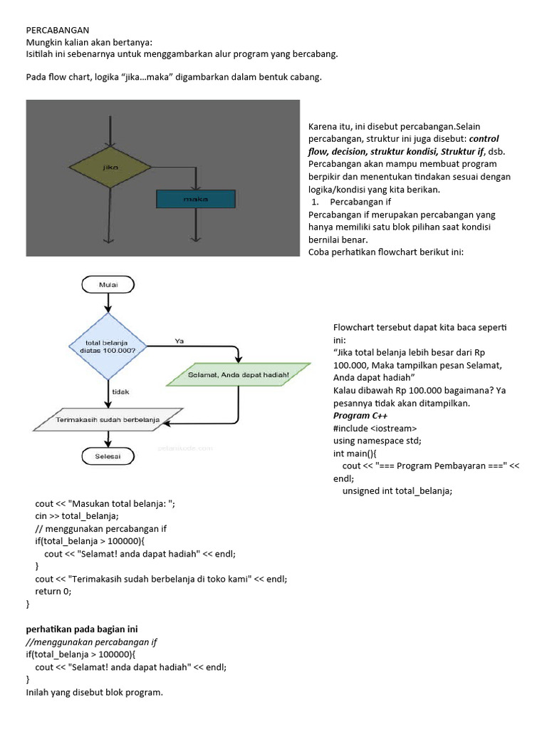 Contoh Struktur Percabangan C++ | PDF