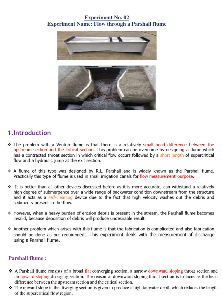2) Parshall Flume | PDF | Soft Matter | Water Supply