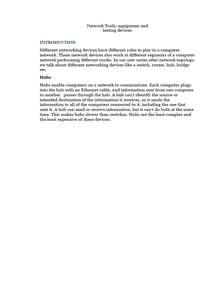 Networking Tools and Equipment Overview | PDF | Network Switch ...