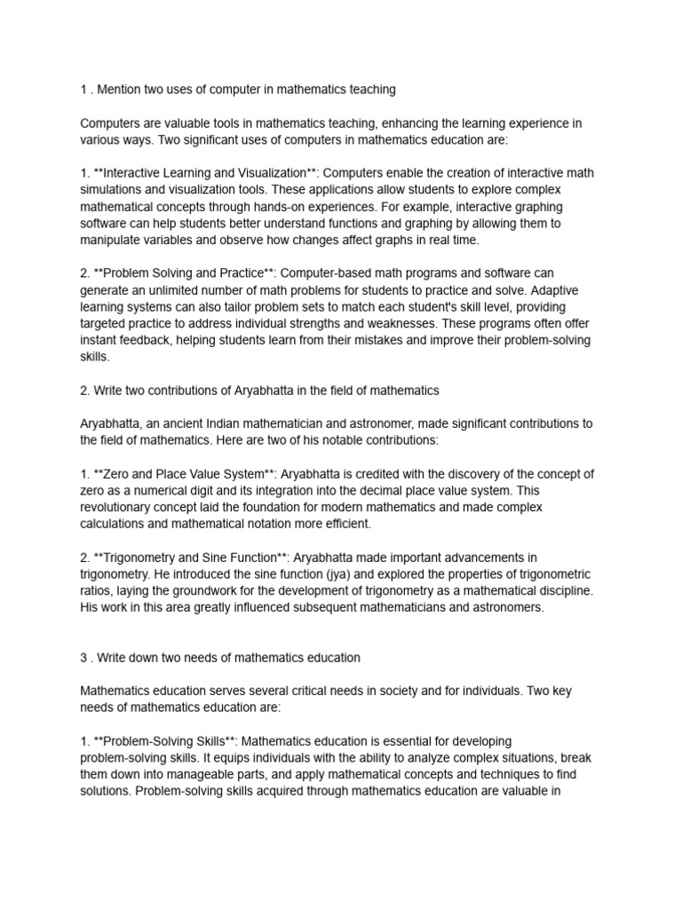 Uses Of Computers In Math Teaching Pdf Geometry Equations