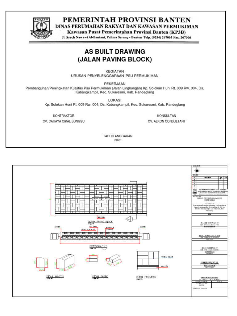 As Built Drawing Jalan Paving Block | PDF