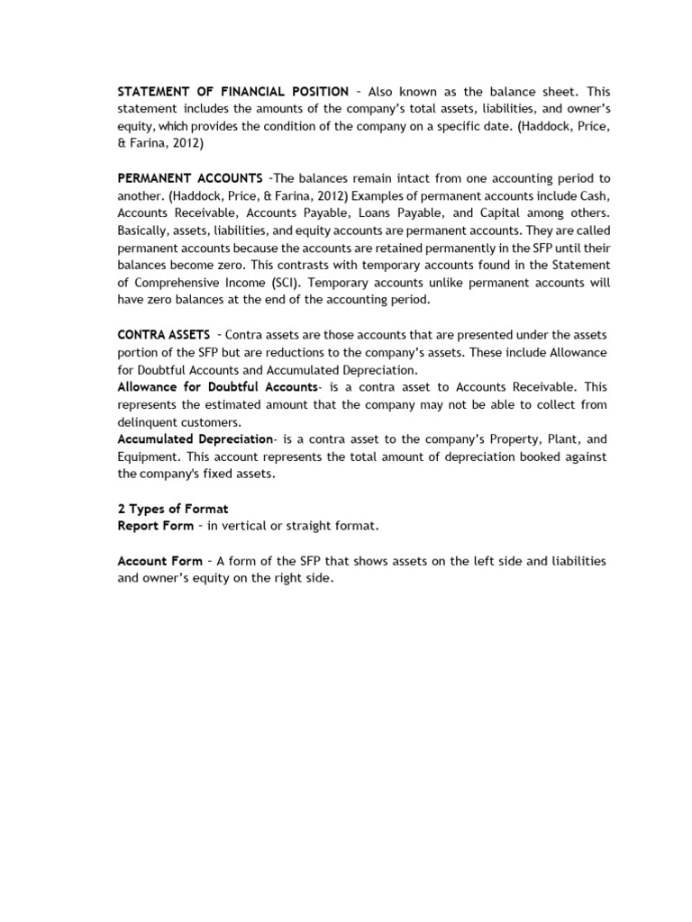 Statement of Financial Position | PDF | Debits And Credits | Balance Sheet