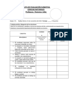 Pauta de Evaluación Sumativa Ciencias