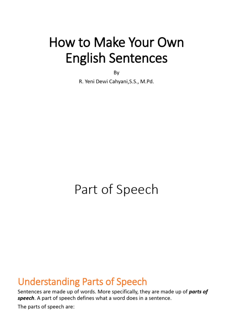 How To Make Your Own English Sentence PDF Verb Adverb