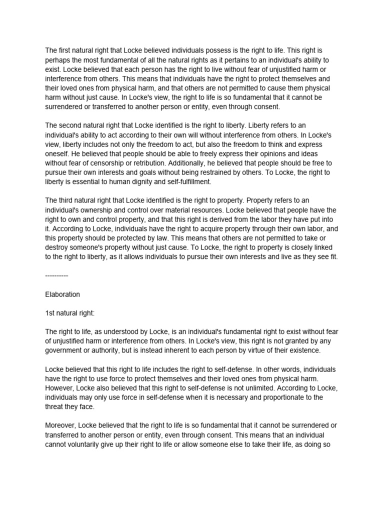 John Lockes Explanation PDF Property Liberty