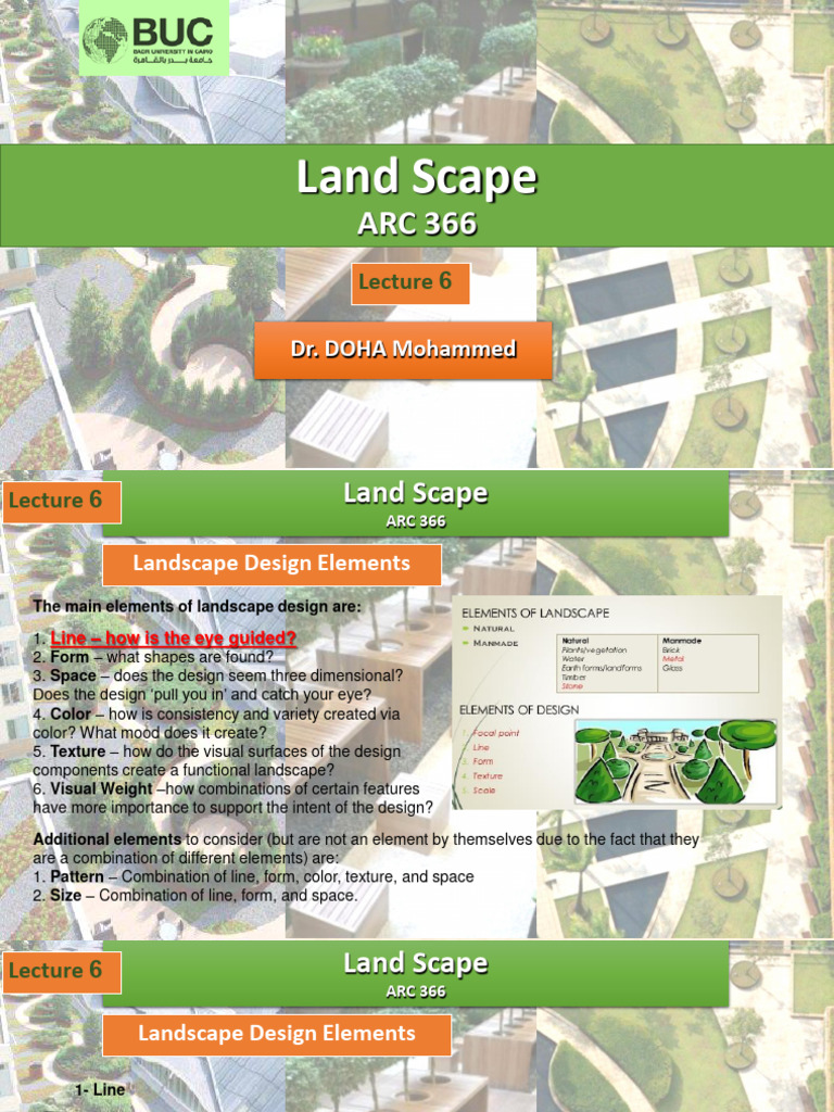 Lecture 4 LandScape Design Elements 1 | PDF | Curve | Landscape