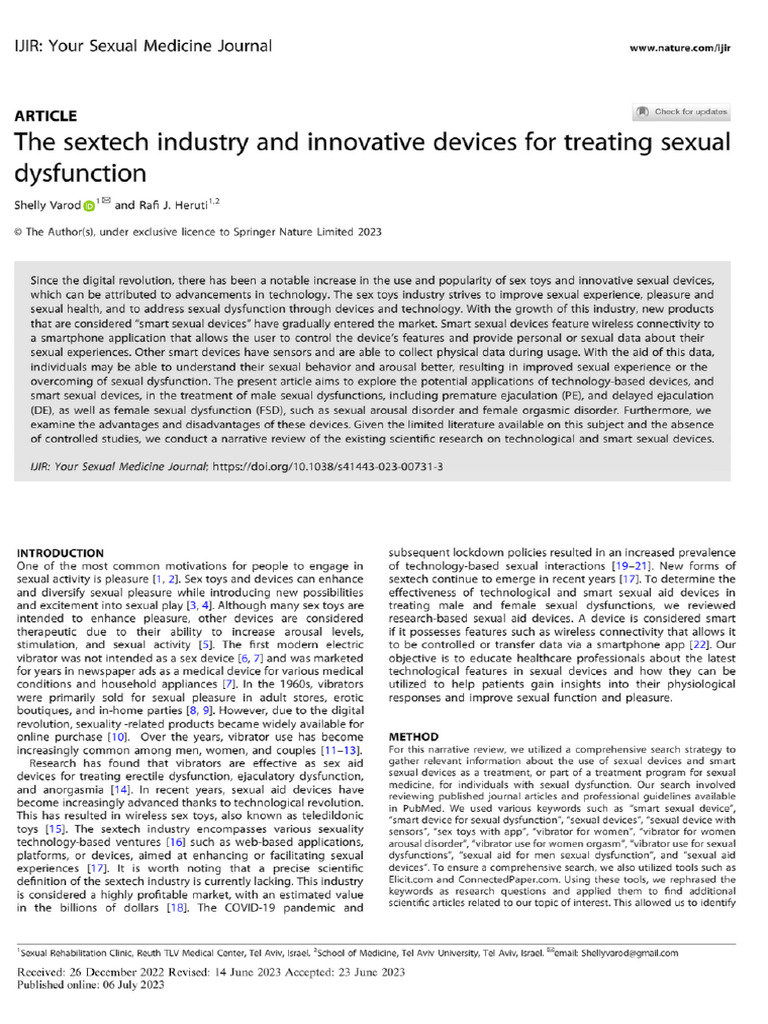 The Sextech Industry and Innovative Devices For Treating Sexual ...