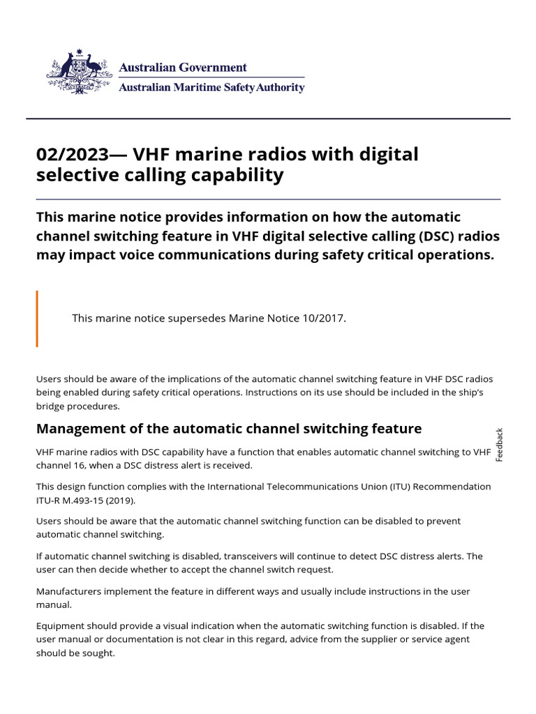 02 2023 VHF Marine Radios With Digital Selective Calling Capability