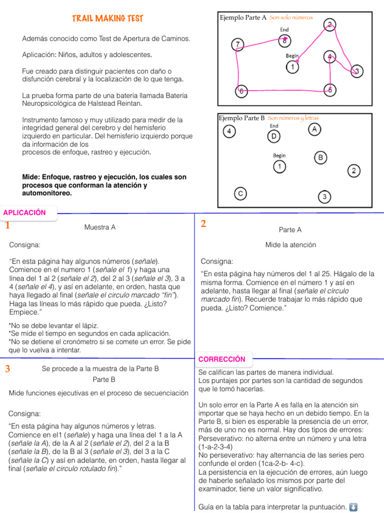 Apuntes Trail Making Test/ Test de Apertura de Caminos. | PDF ...