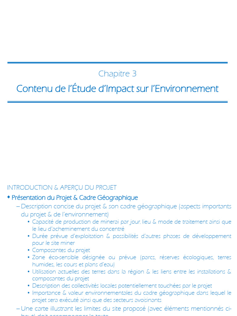 Étude d'Impact Environnemental du Projet Minier | PDF | Environnement ...
