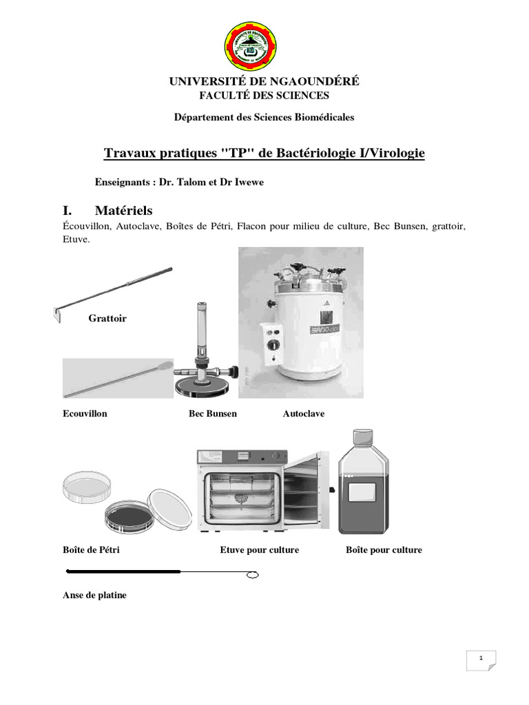 TP Bactériologie I | PDF | Stérilisation (microbiologie) | Microbiologie