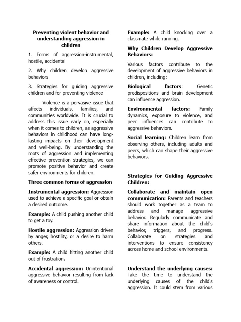 Understanding and Preventing Child Aggression | PDF | Aggression | Violence