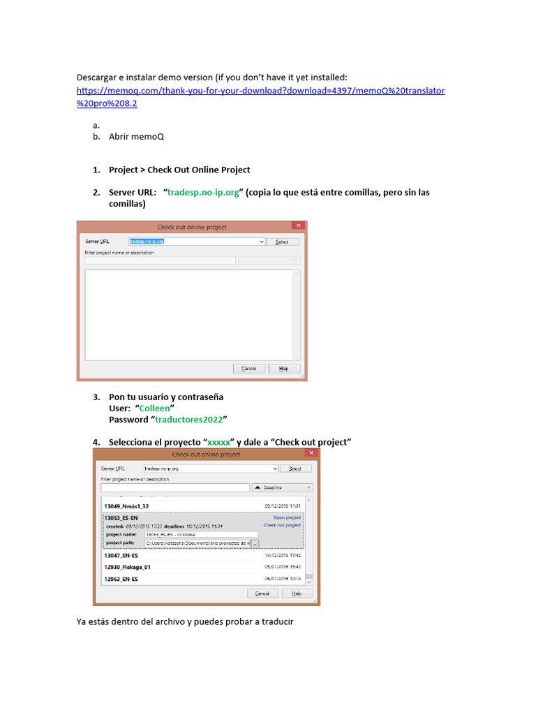 Manual Descarga y Conexión MemoQ PDF