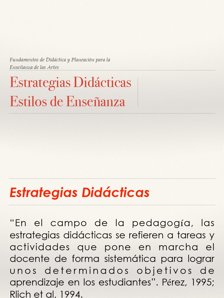 Estrategias Didacticas y Estilos de Enseñanza | PDF | Aprendizaje ...