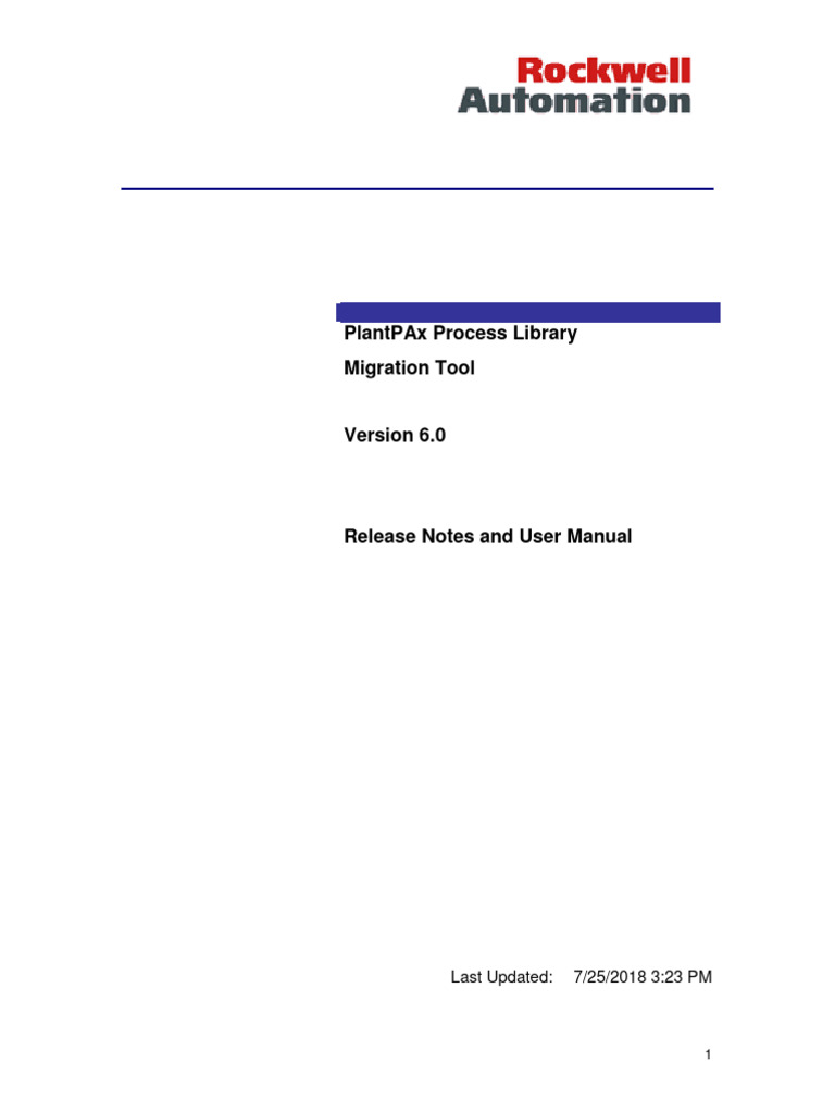 PlantPAx Library Migration Tool Release Notes and User Manual | PDF ...