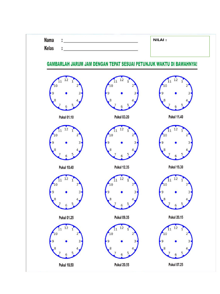 Soal Ulangan Matematika Jam | PDF