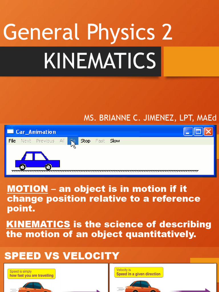 Kinematics Horizontal Motion and Vertical Free Fall PDF Acceleration Kinematics