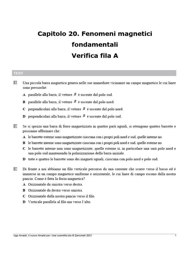 Cp. 20 Verifica A | PDF