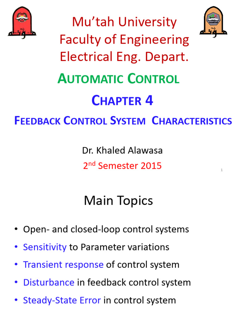 Chapter 4 Feedback Control System Characteristics W2015 PDF