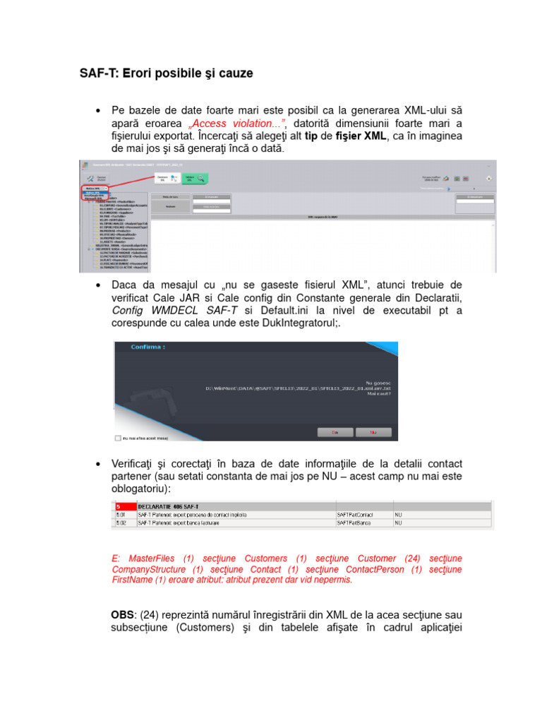 Erori Posibile Si Cauze SAF-T | PDF