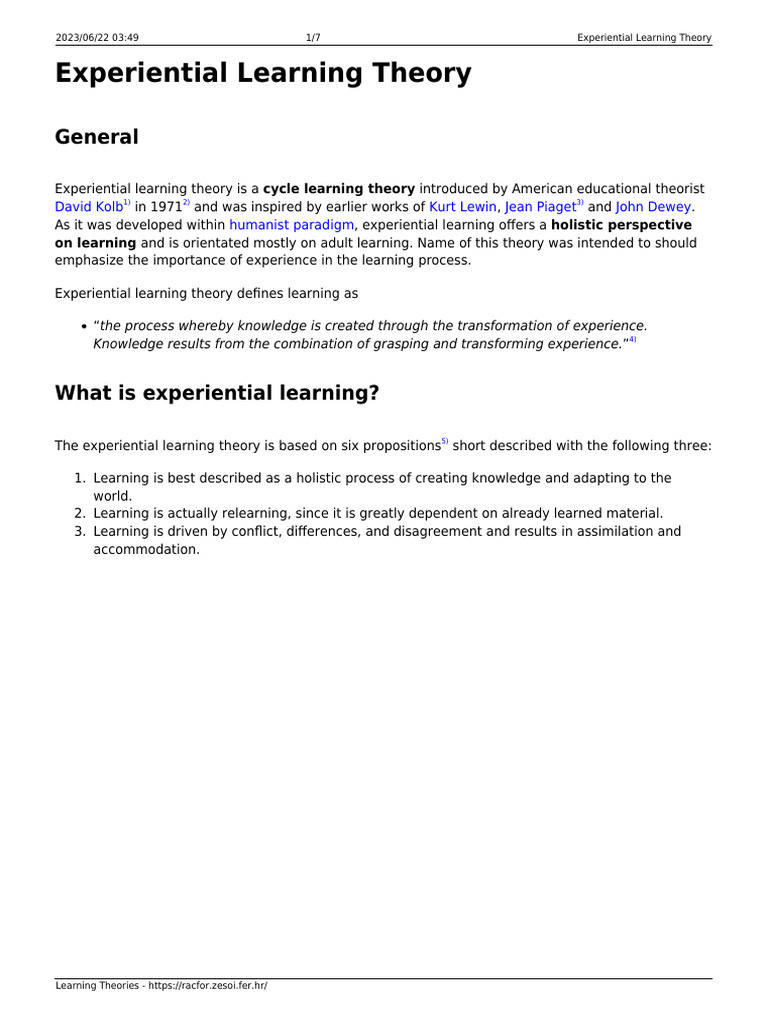 Experiential Learning Theory | PDF | Learning Styles | Learning Theory ...