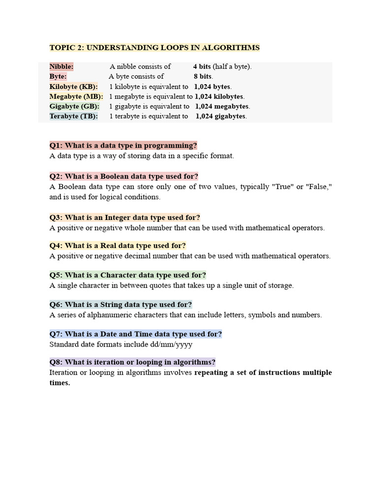 Topic 2 Understanding Loops in Algorithms - Stage 9 | PDF