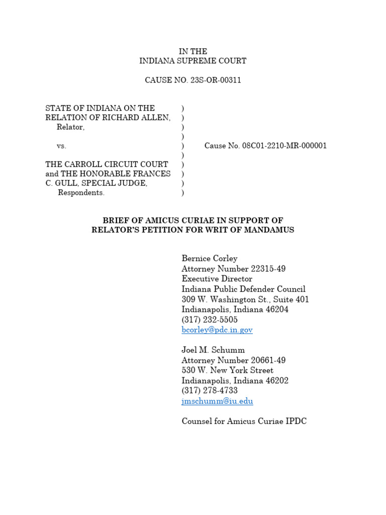 Amicus Brief on Defense Counsel Independence | PDF | Public Defender ...