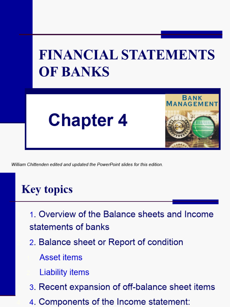 CHAP 04 Financial Statements of Bank For Student PDF Banks