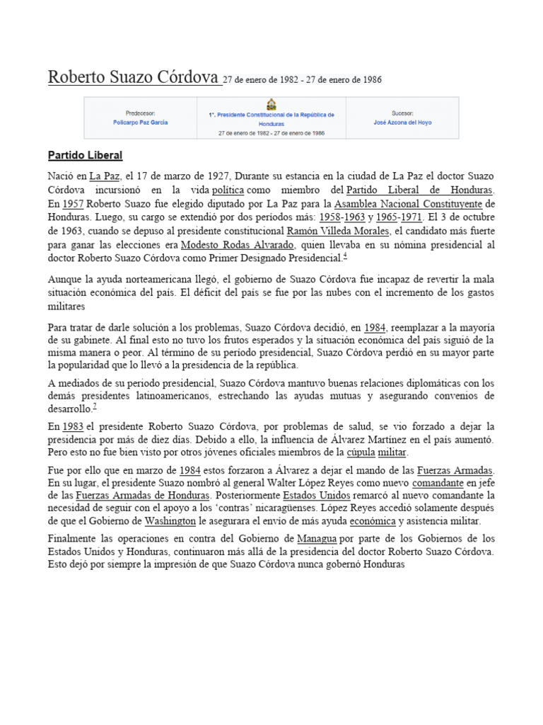 Presidentes de Honduras PDF Centroamérica Honduras