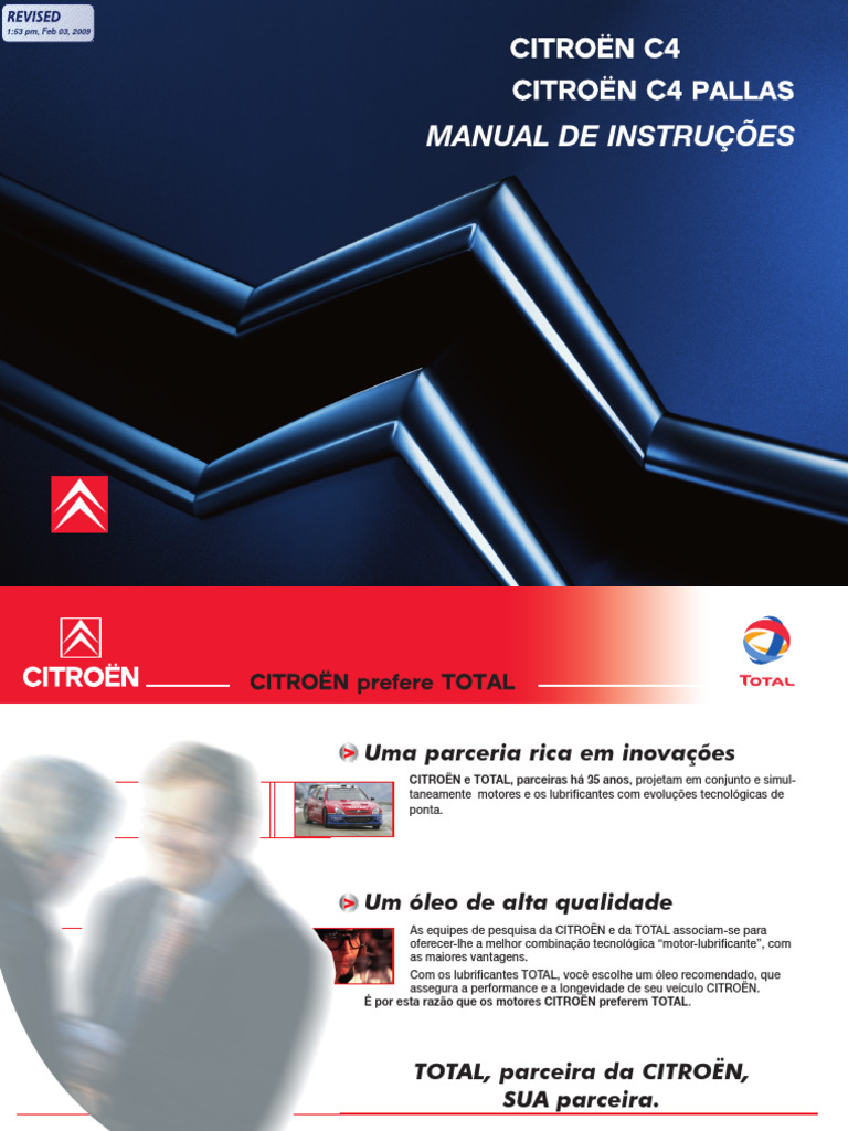 Manual do Citroën C4 Pallas 2009 | PDF | Farol | Freio